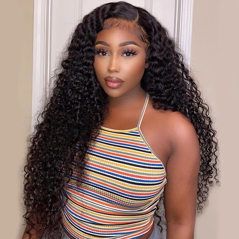 Soul Lady Long Jerry Curly 5x5 HD Lace Closure Wigs Real Virgin Human Hair Mid Part Glueless Wig