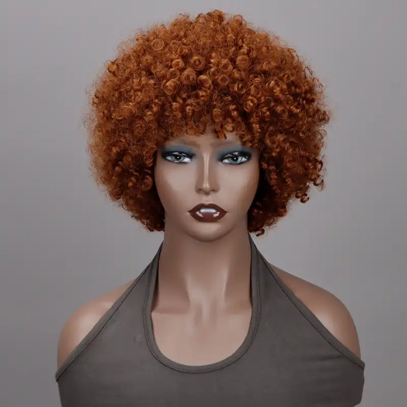 Orange Ginger/Brown Bob Wig Beginner Friendly Wear And Go Afro Curly