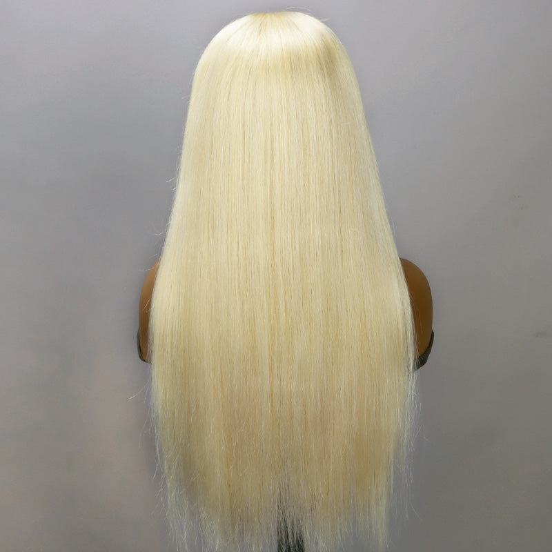 Soul Lady Babbie Blonde Straight Hair 13x4 HD Lace Full Frontal Wig With Pre Plucked Hairline And Bleached Knots-back show
