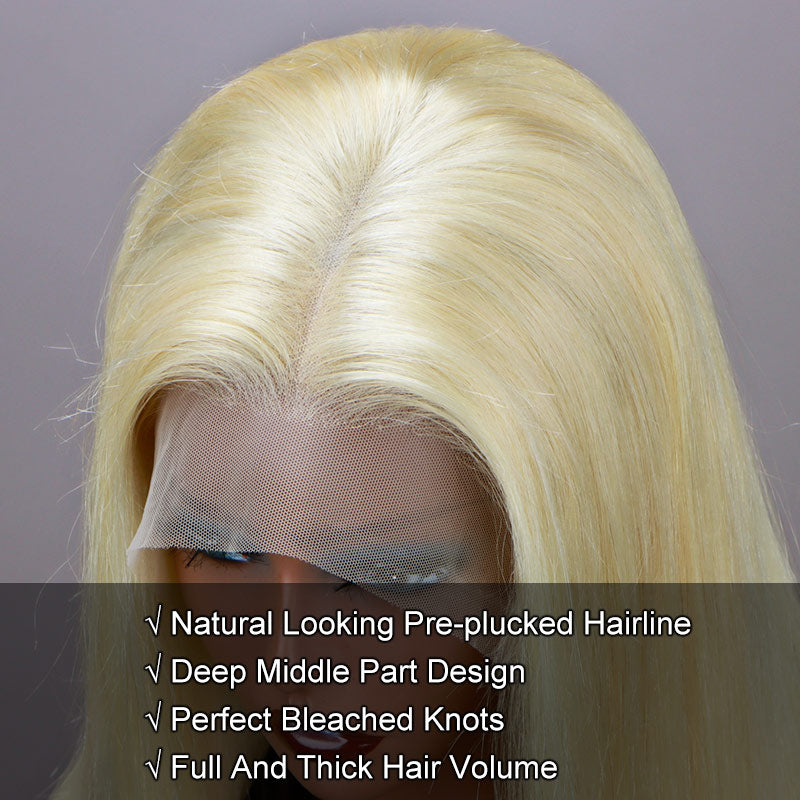 Soul Lady Babbie Blonde Straight Hair 13x4 HD Lace Full Frontal Wig With Pre Plucked Hairline And Bleached Knots-hairline show