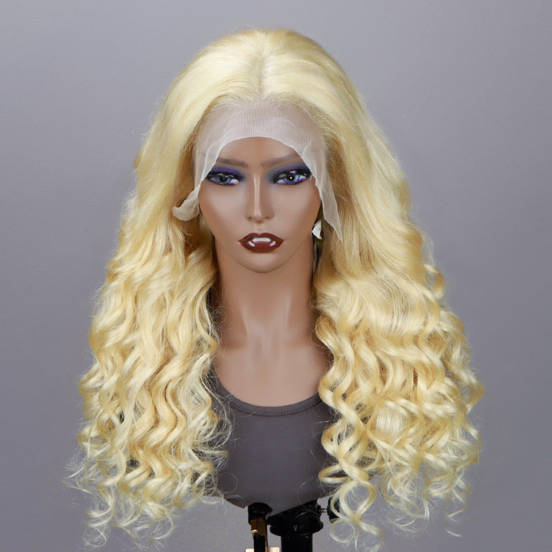 Soul Lady Babbie Blonde Wig Long Loose Wave Hair 13x4 HD Lace Full Frontal Wig With Pre Plucked And Bleached-front show
