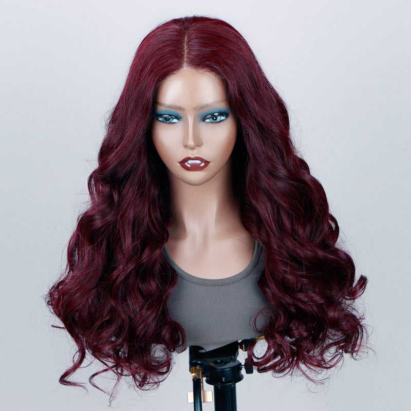 Soul Lady Body Wave 99J Dark Burgundy Wig Long Human Hair 5x5 HD Lace Wigs Middle Part