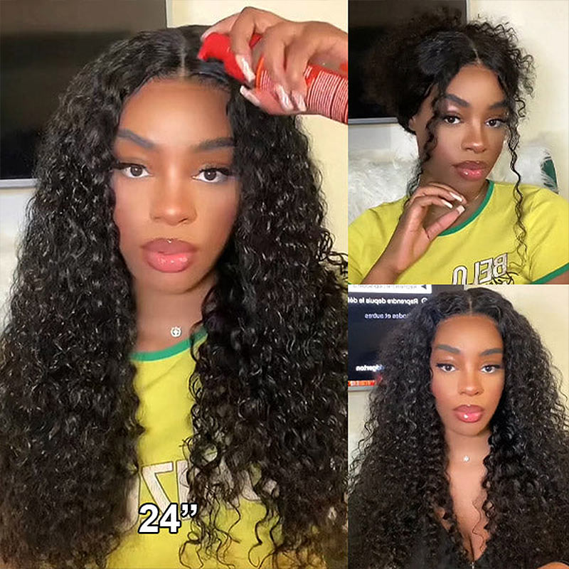 Soul Lady Flash Sale $120 Off Jerry Curly Hair 4x4 Lace Closure Wig Real Human Hair Glueless Wigs-model show