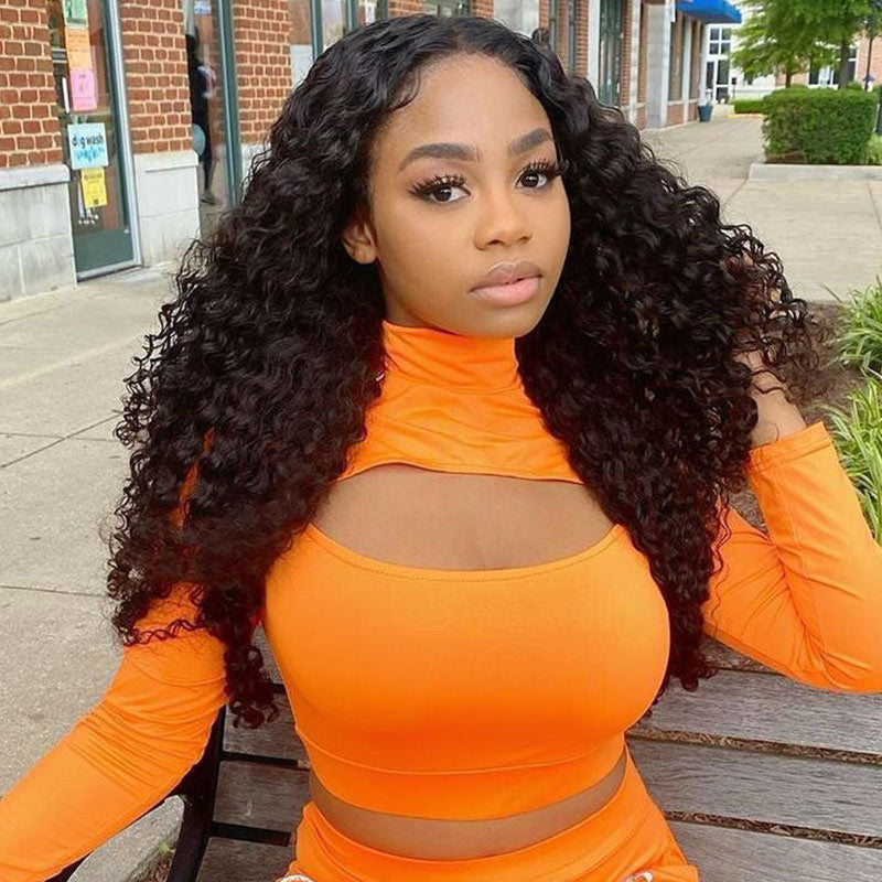 Soul Lady Long Jerry Curly 6x4 HD Pre-cut Lace Wigs Real Virgin Human Hair Mid Part Wear Go Glueless Wig
