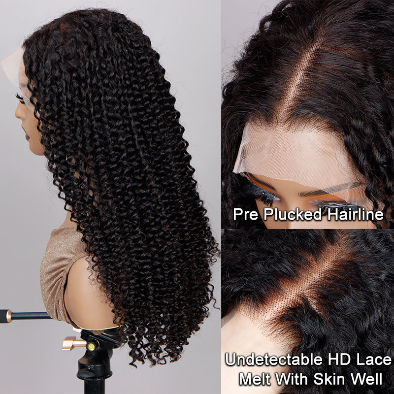 Soul Lady 13x4.5 Full Frontal HD Lace Wig Jerry Curly Human Hair Wigs Pre Plucked & Bleached-hairline show