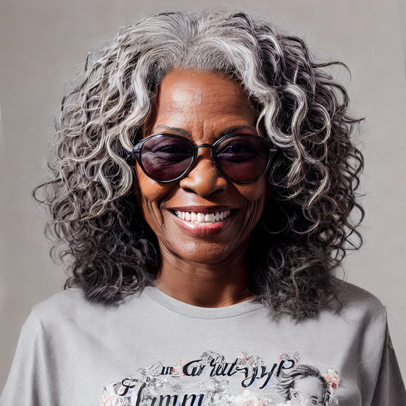 Soul Lady Seniors Silver Gray Bob Wigs Water Wave Curl Human Hair Salt & Pepper 5x5 HD Lace Wigs For Women