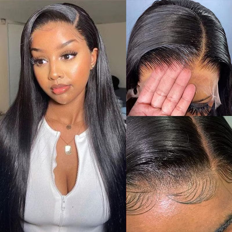 Soul Lady Natural Straight 13x4 Lace Front Wigs Half Price For Real Human Hair Wigs-lace part show