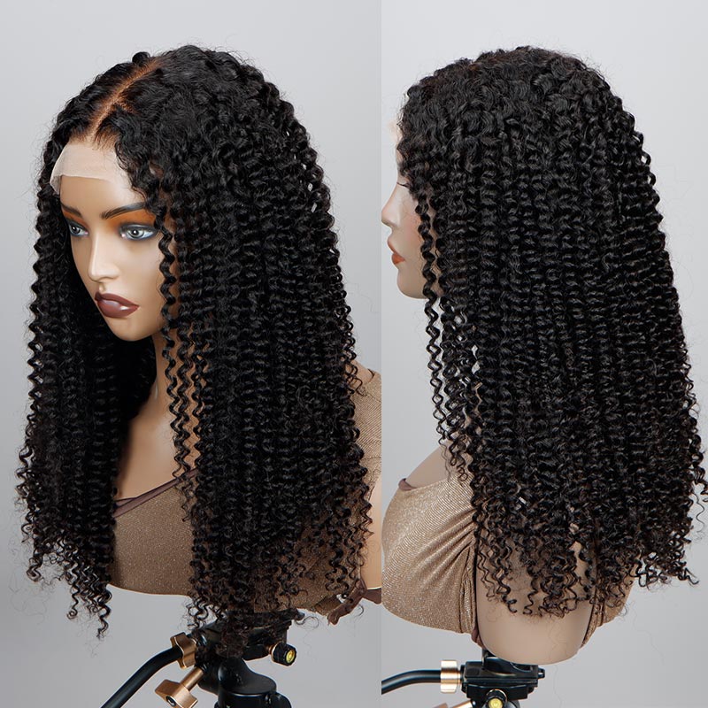 Soul Lady kinky Curly 5x5 HD Lace Closure Wigs Real Virgin Human Hair Mid Part Glueless Wig-side-show