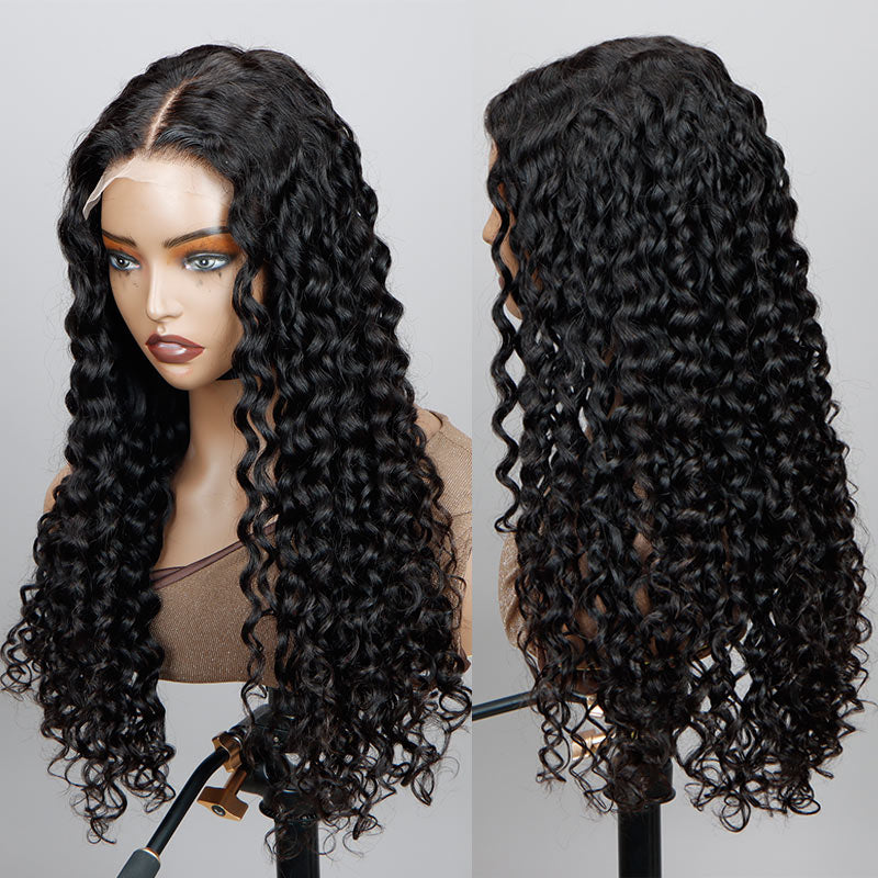Soul Lady Long Water Wave 5x5 HD Lace Closure Wigs Real Virgin Human Hair Mid Part Glueless Wig-SIDE SHOW