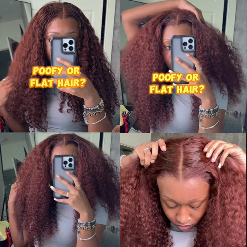 Soul lady Soul Lady Reddish Brown Jerry Curly Wig 5x5 HD Lace Middle Part Long Human Hair Wigs-real hair show