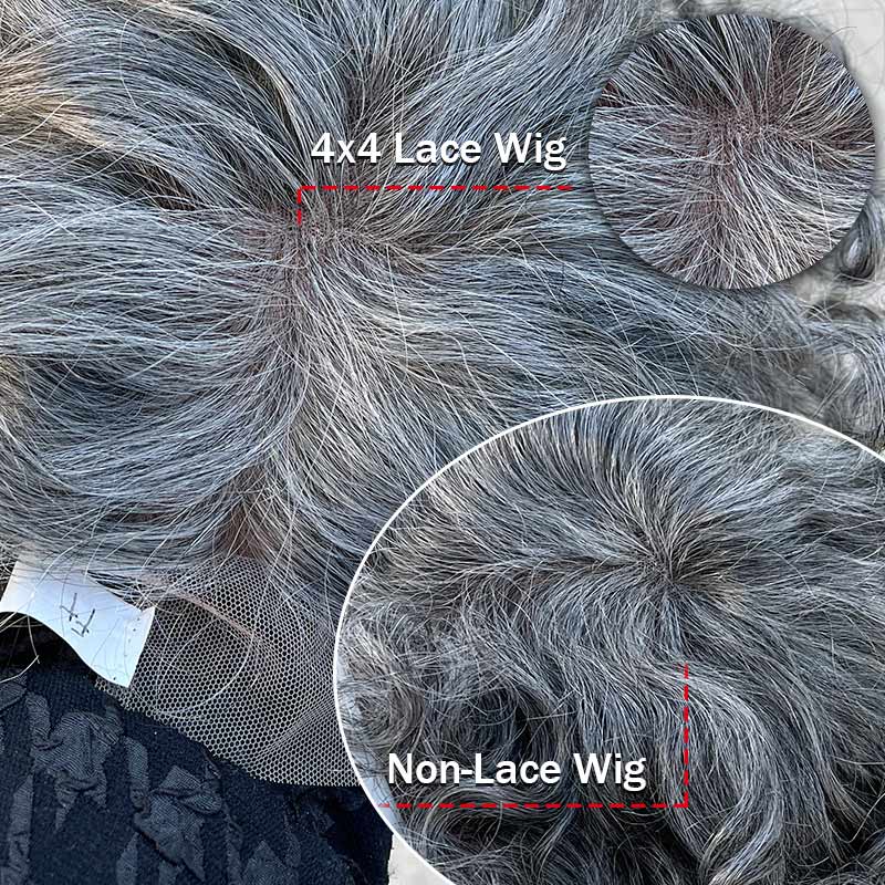 Custom Salt & Pepper Seniors Wig Silver Grey Loose Curly Bob Short Glueless Human Hair Wigs For Women