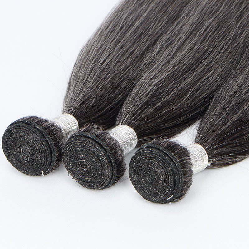 Soul Lady Salt And Pepper Straight Human Hair 2/3/4 Bundles Deal Natural Grey Hair Extensions