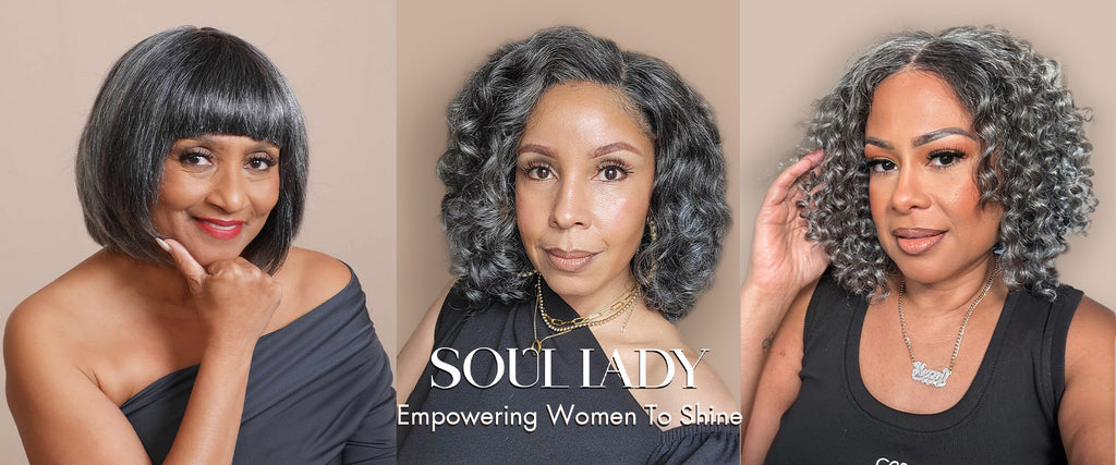 Elegant Grey & Salt and Pepper Wigs by Soul Lady – Perfect for Black Women Over 50"