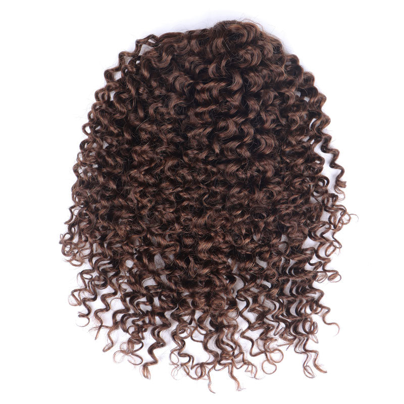 Brownish Grey Curly Hair Drawstring Ponytail Hair Human Hair Extensions