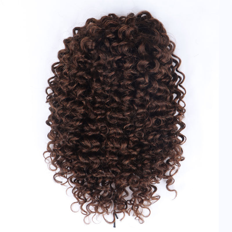 Brownish Grey Curly Hair Drawstring Ponytail Hair Human Hair Extensions