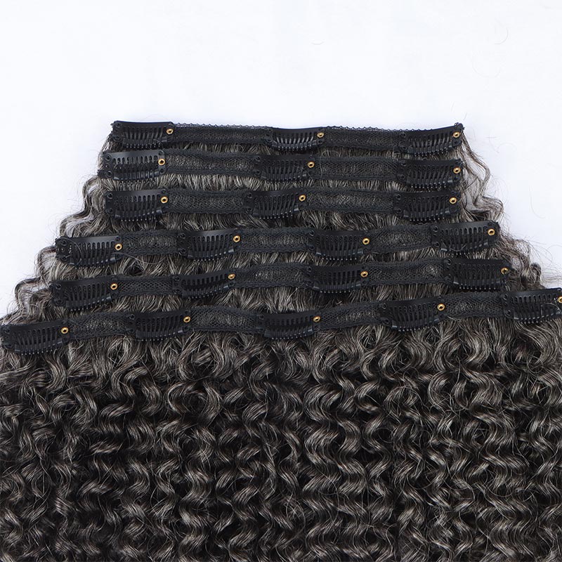 Dark-Salt-And-Pepper-Jerry-Curly-Human-Hair-Clip-In-Hair-Extensions-Detail