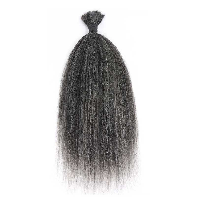 Soul Lady Medium Salt And Pepper Kinky Staright Human Hair Bulk For Braiding