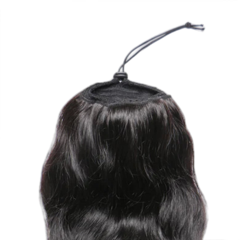 Natural-Black-Body-Wave-Drawstring-Ponytail-Hair-Human-Hair-Extensions-Back