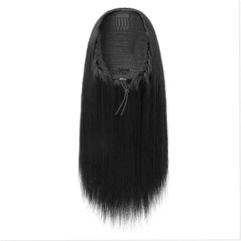 Natural-Black-Straight-Hair-Drawstring-Ponytail-Hair-Human-Hair-Extensions-Front