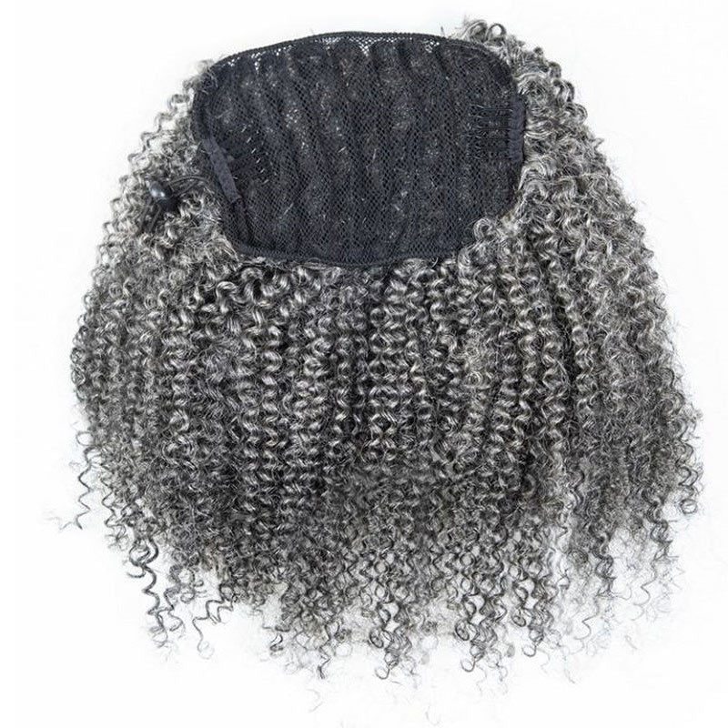 Gray Afro Drawstring Curly Ponytail Drawstring