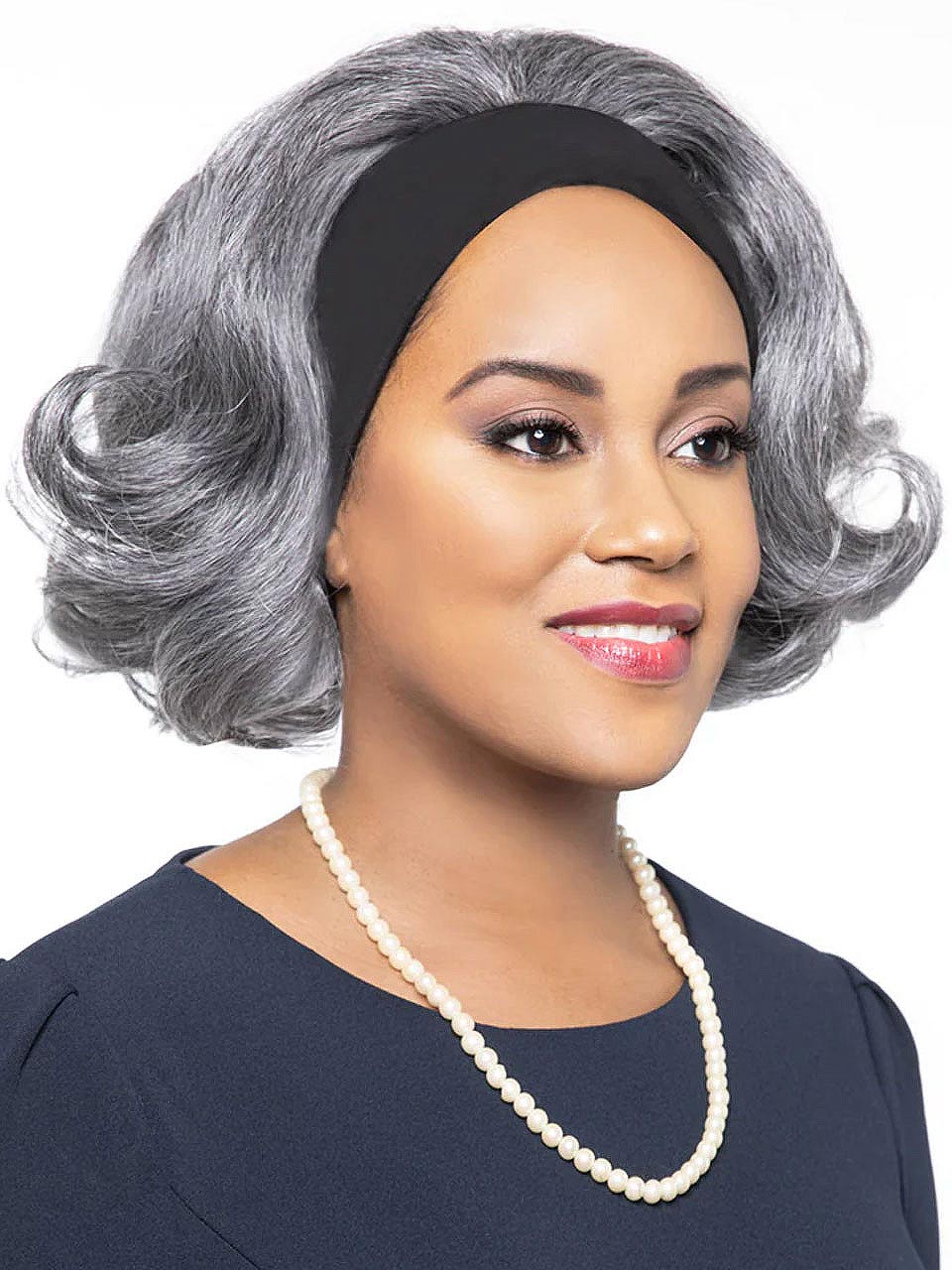 Grey Headband Wigs Short Salt and Pepper Wigs Body Wave Human Hair Wigs ...