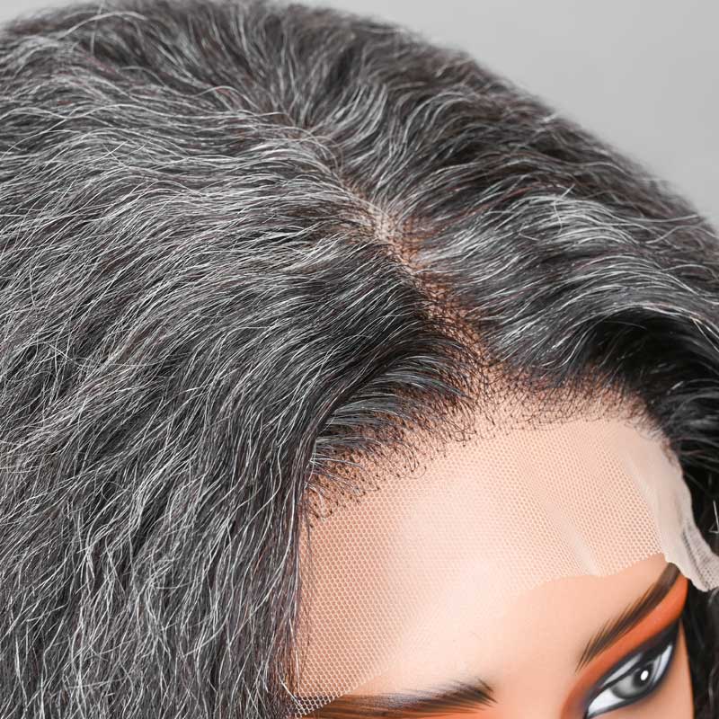 Seniors Short Two In One Kinky Straight &amp; Curly Hairstyle-Glueless Wig