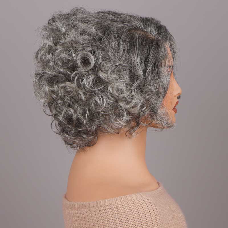 Seniors Pale Gray Loose Curly Bob Wigs For Women