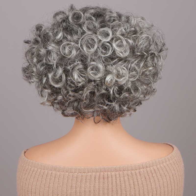 Seniors Pale Gray Loose Curly Bob Wigs For Women