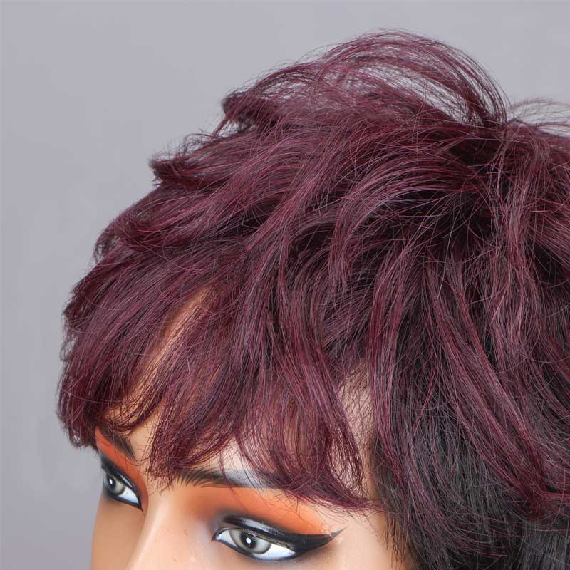 Seniors T1B/99J Burgundy Short Natural Wave Layered Pixie Cut Wig&nbsp;