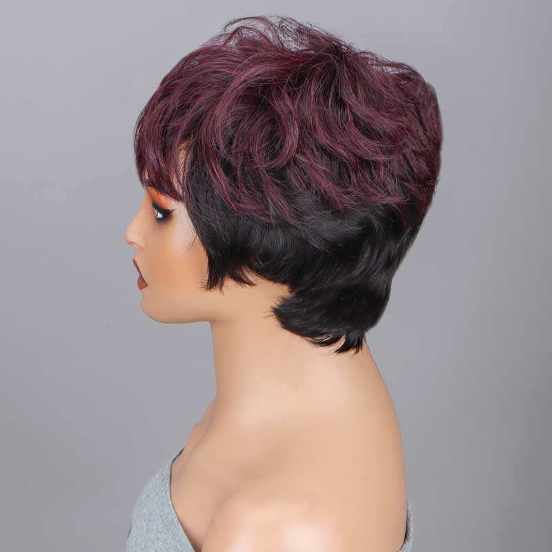 Two Tone Color Short Natural Wave Layered Pixie Cut Wig&nbsp;