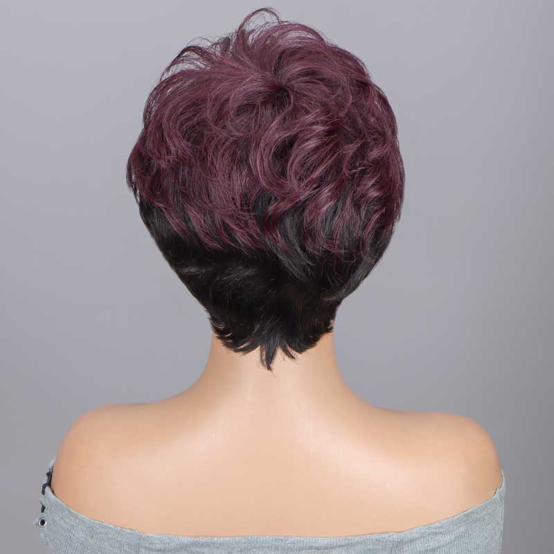 Two Tone Color Short Natural Wave Layered Pixie Cut Wig&nbsp;