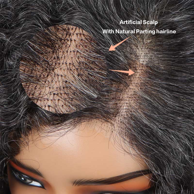 Custom Dark Salt and Pepper Bob Gray Wig Wear &amp; Go Glueless Lace Wig For Seniors