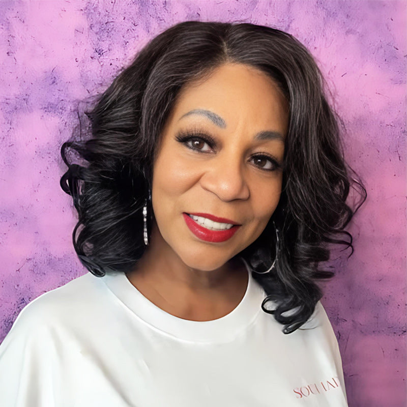 Soul Lady Wigs| Dark Salt and Pepper Wig – Soft Body Wave Texture, Lightweight, and Comfortable Fit