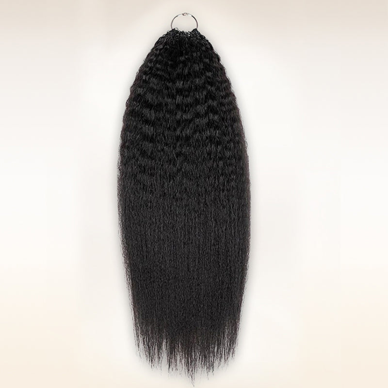 Soul Lady Wigs | kinky straight crochet hair extensions, natural black shade, soft yet full-bodied texture for protective styles.