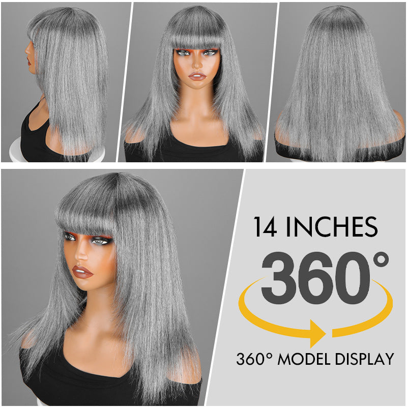 Beginner-Friendly Salt & Pepper Human Hair Straight Glueless  display picture 3