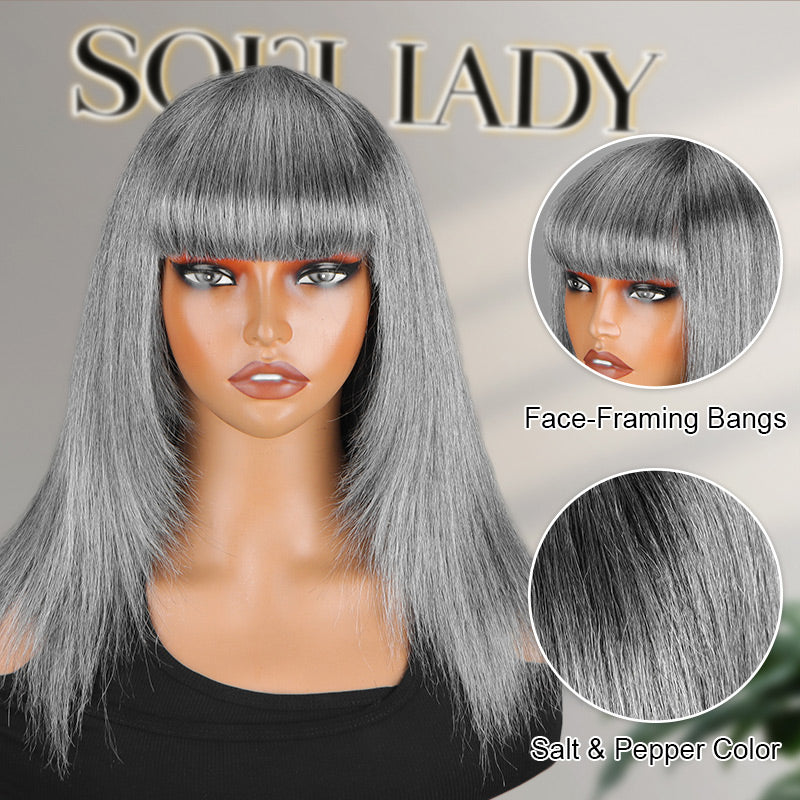 Beginner-Friendly Salt & Pepper Human Hair Straight Glueless  display picture 2