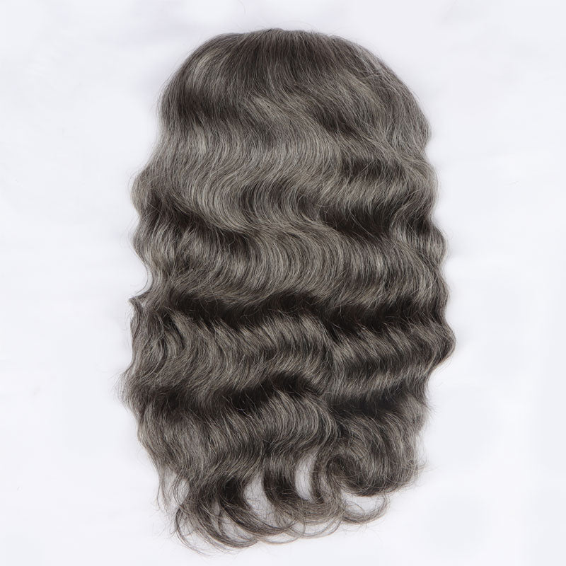 Silver Gray Body Wave Drawstring Ponytail Human Hair Extensions