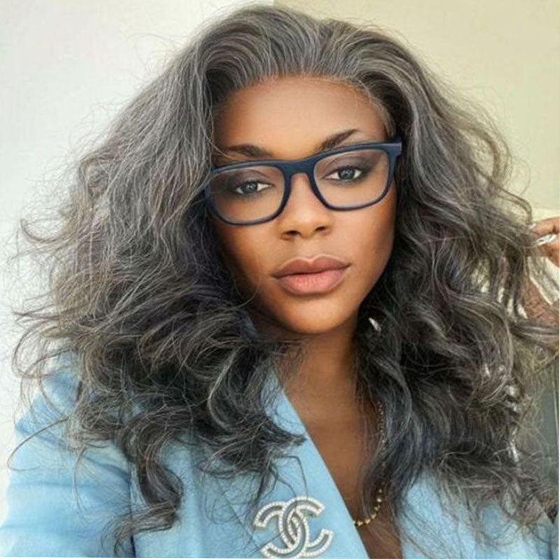 Soul-Lady-Silver-Gray-Human-Hair-Body-Wave-Hair-Clip- In-Hair-Extensions