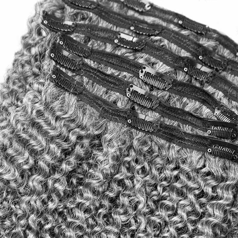 ⭐️20” SILVER GRAY CURLY One Piece CLIP INS *NWT* Silver Curly Human Hair Clip in Extensions Light Salt and  main image 2