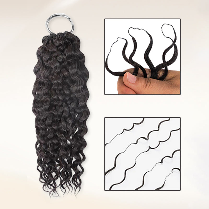 Soul Lady Wigs| Water wave human crochet hair extensions by Soul Lady, natural black shade with silky, bouncy curls for a full and stylish look.