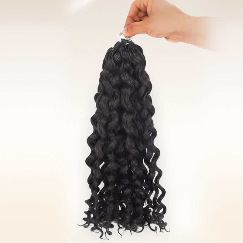 Soul Lady Wigs | Water Wave Human Crochet Hair in natural black color, soft 100% human hair with bouncy water wave texture, lightweight and easy to install for a natural look.