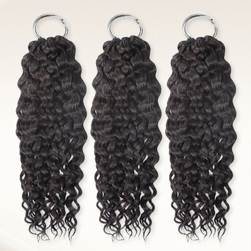 Soul Lady Wigs| Water Wave Human Crochet Hair in natural black color, soft 100% human hair with bouncy water wave texture, lightweight and easy to install for a natural look.