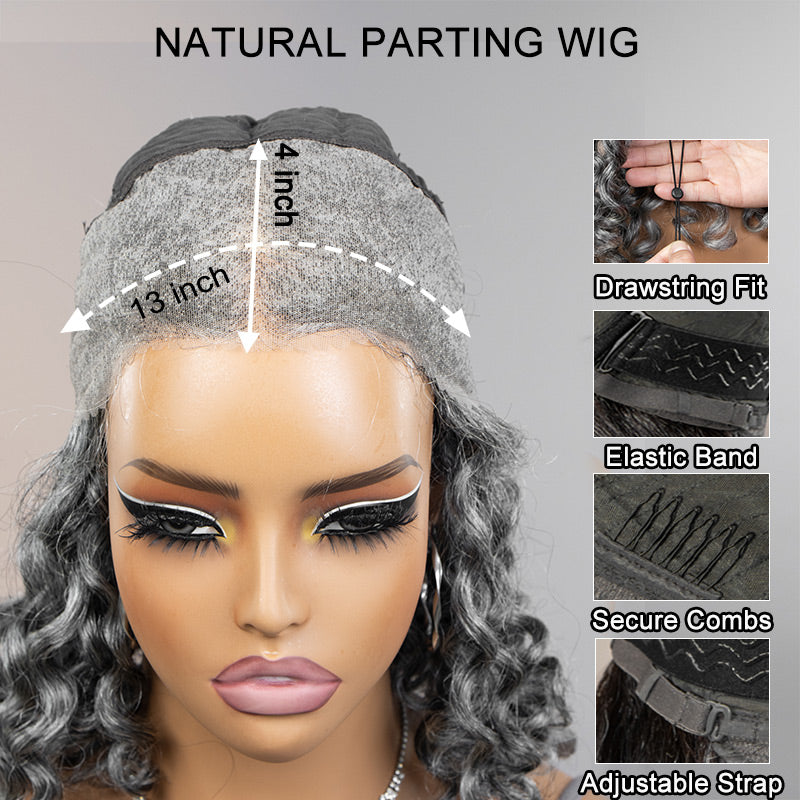 Soul Lady Wigs 13x4 full frontal loose curly wig cap construction detail showing breathable mesh cap, adjustable straps, and 13x4 lace frontal layout for a secure and natural fit.