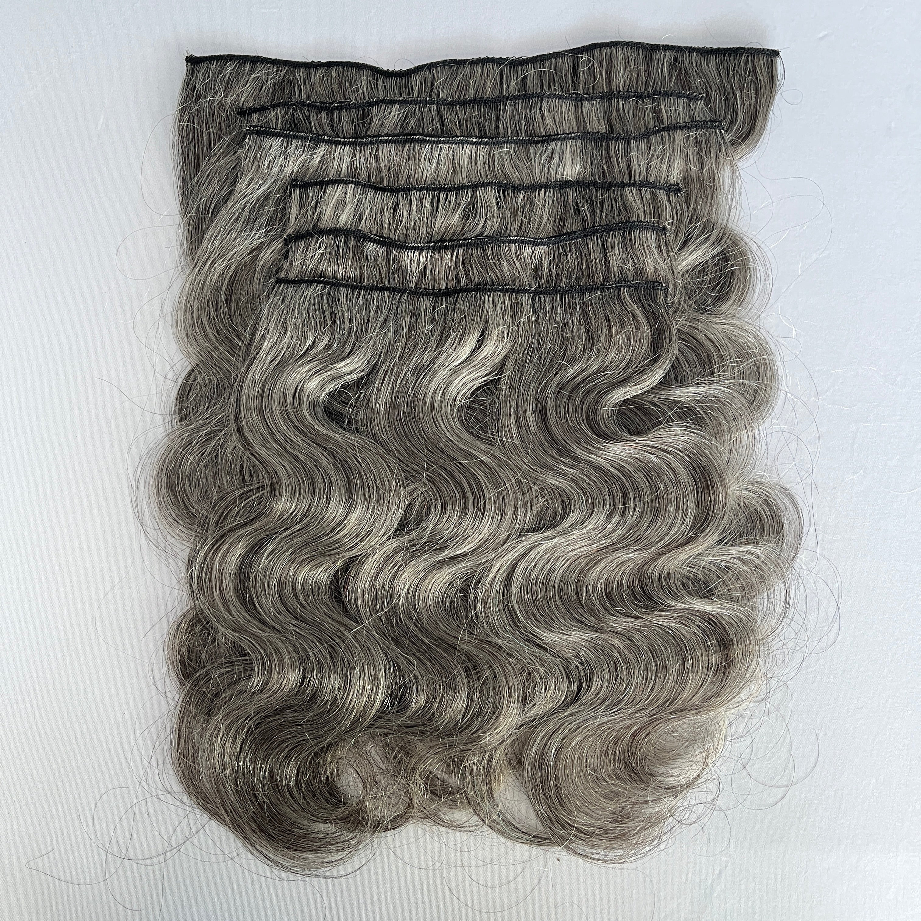 Soul-Lady-Wigs-Body-Wave-Human-Hair-Clip-In-Hair-Extensions-6-Pcs-A-Set-Salt-And-Pepper-Silver-Color-Standard-Indoor