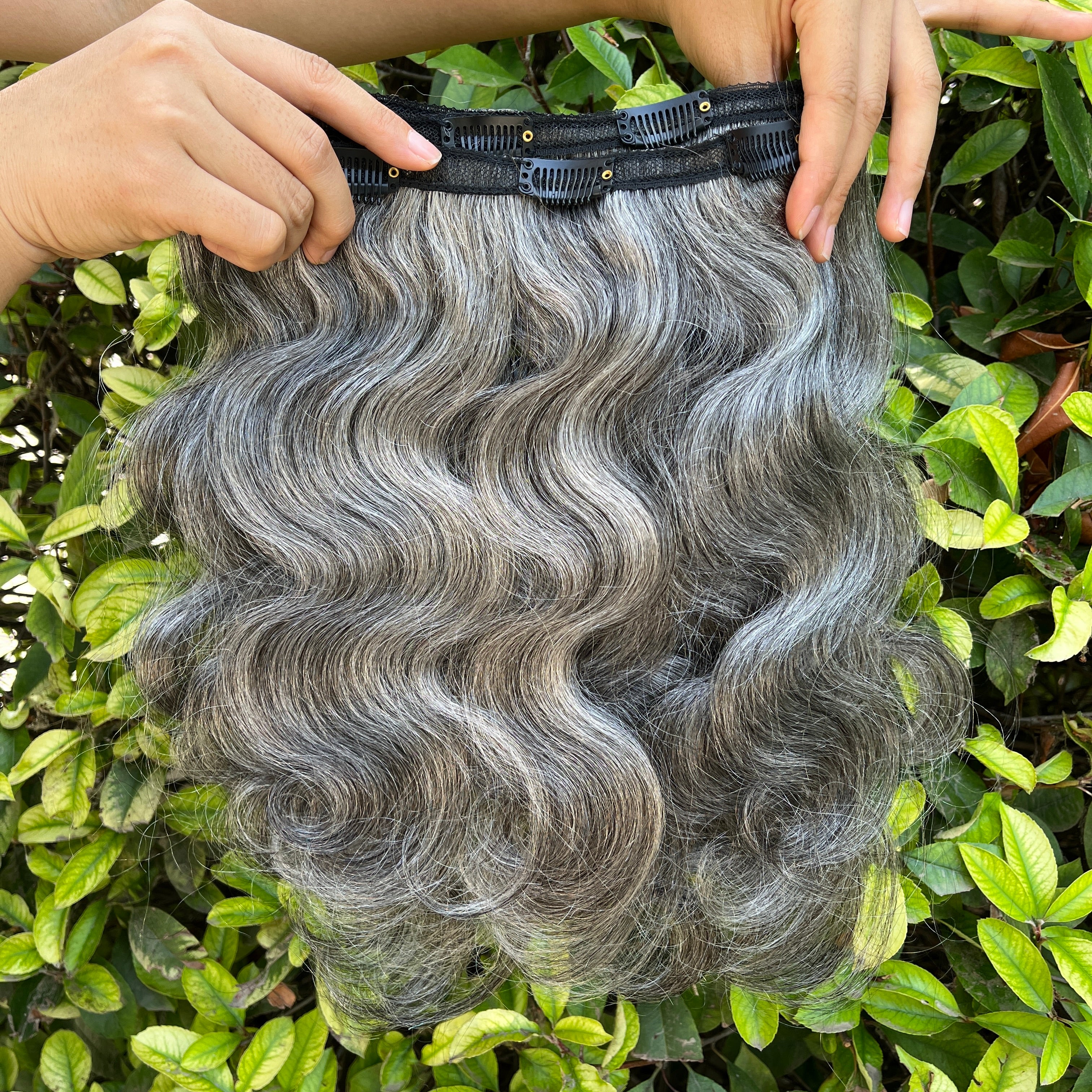 Soul-Lady-Wigs-Body-Wave-Human-Hair-Clip-In-Hair-Extensions-6-Pcs-A-Set-Salt-And-Pepper-Silver-Color-Standard-Outdoor