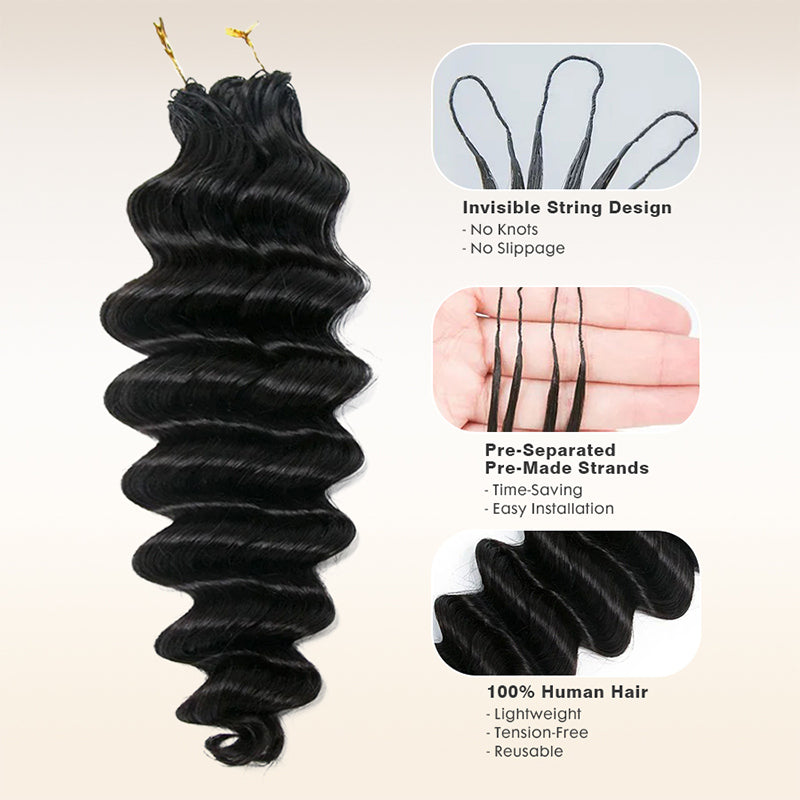 Soul Lady Wigs| Deep wave crochet hair made from 100% human hair by Soul Lady, lightweight, shiny, and easy to install.