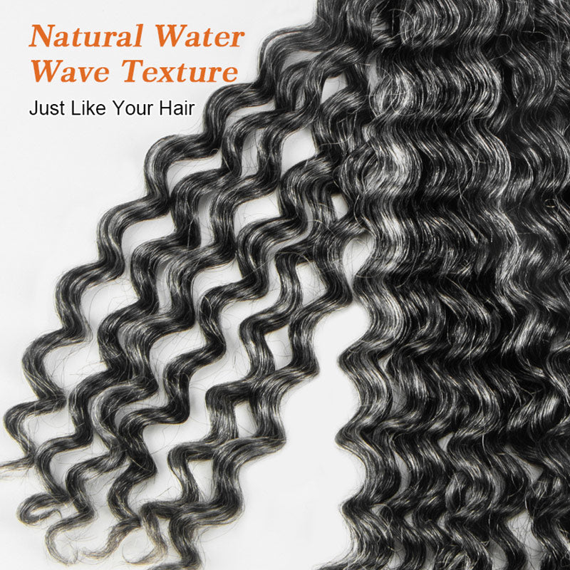 Soul Lady Wigs | Bouncy and voluminous medium salt and pepper water wave bulk human hair extensions with natural shine