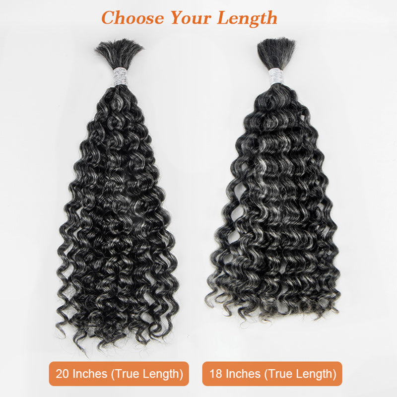 Soul Lady Wigs | Reusable medium salt and pepper water wave bulk human hair – long-lasting, blends seamlessly with your own hair