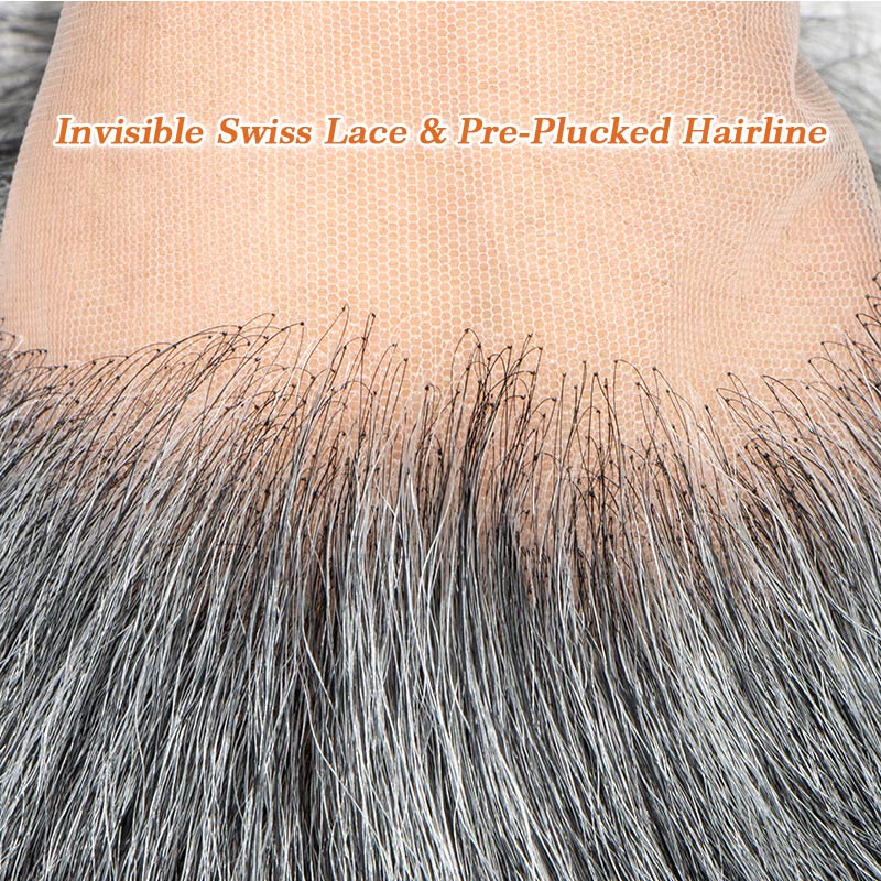 Soul Lady Wigs| Beautiful salt and pepper topper with natural parting and realistic scalp effect 