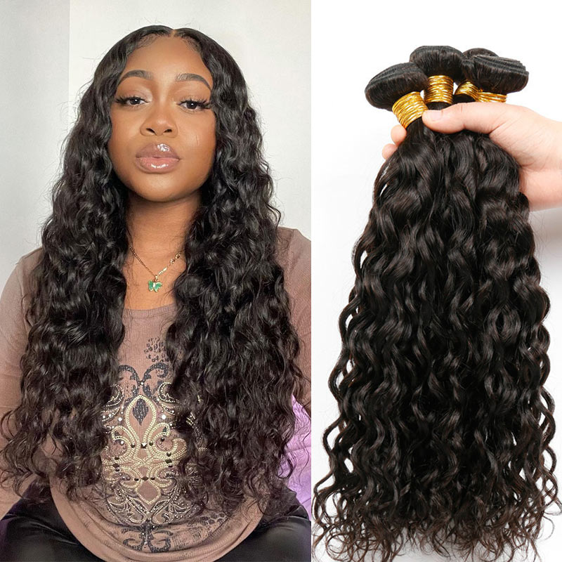 Soul Lady Top Grade Water Wave Hair 3 Bundles With 4x4 Lace  display picture 1